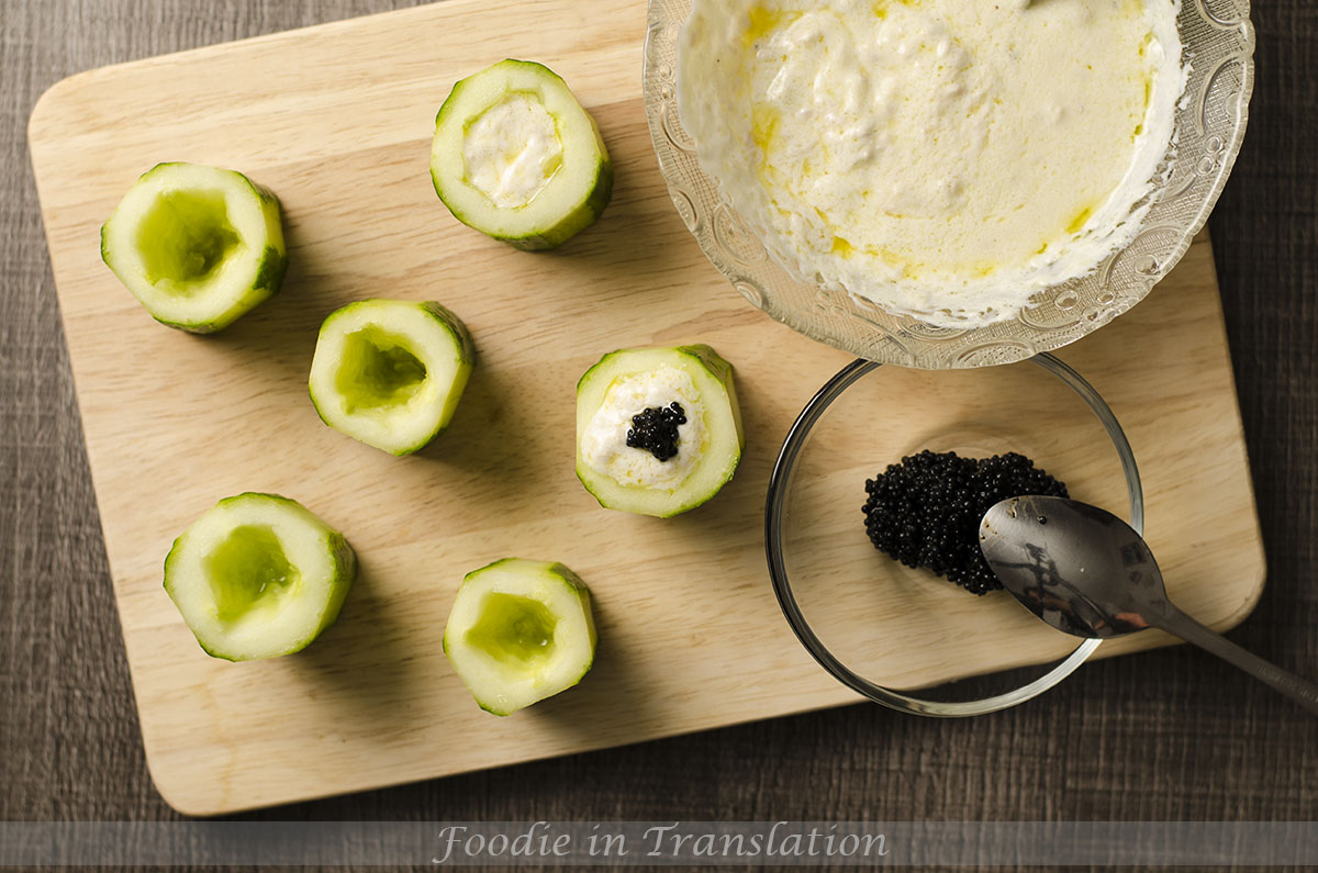 Lumpfish caviar and tuna cheese cucumber bites_step2